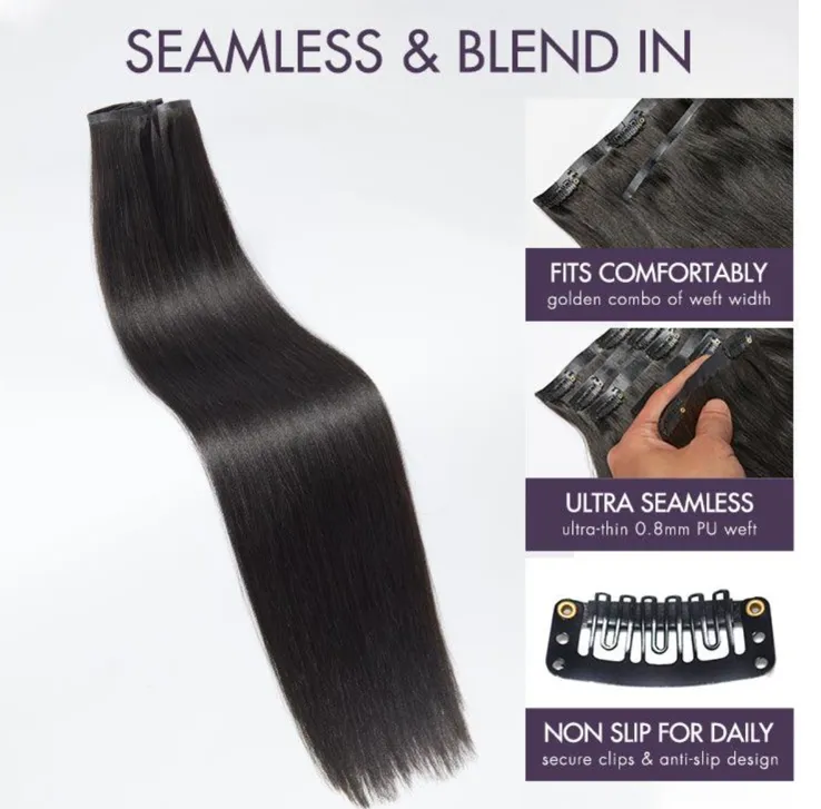 Top Black Clip-In Hair Extensions for Seamless Volume and Length